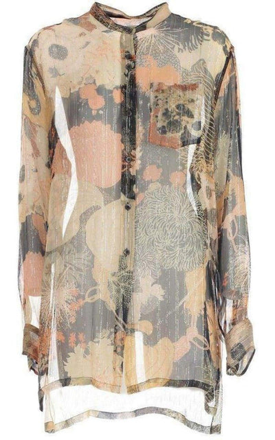 Floral Print Silk Chiffon Shirt Dries Van Noten