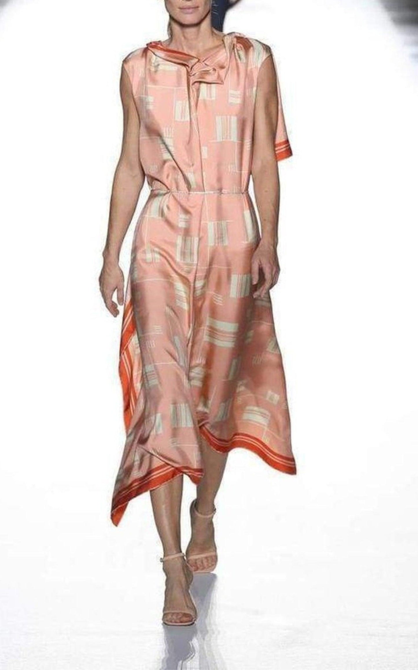 Geometric Silk Overlay Dress Dries Van Noten