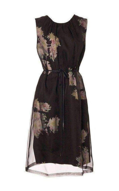 Organza Overlay Floral Silk-blend Dress Dries Van Noten