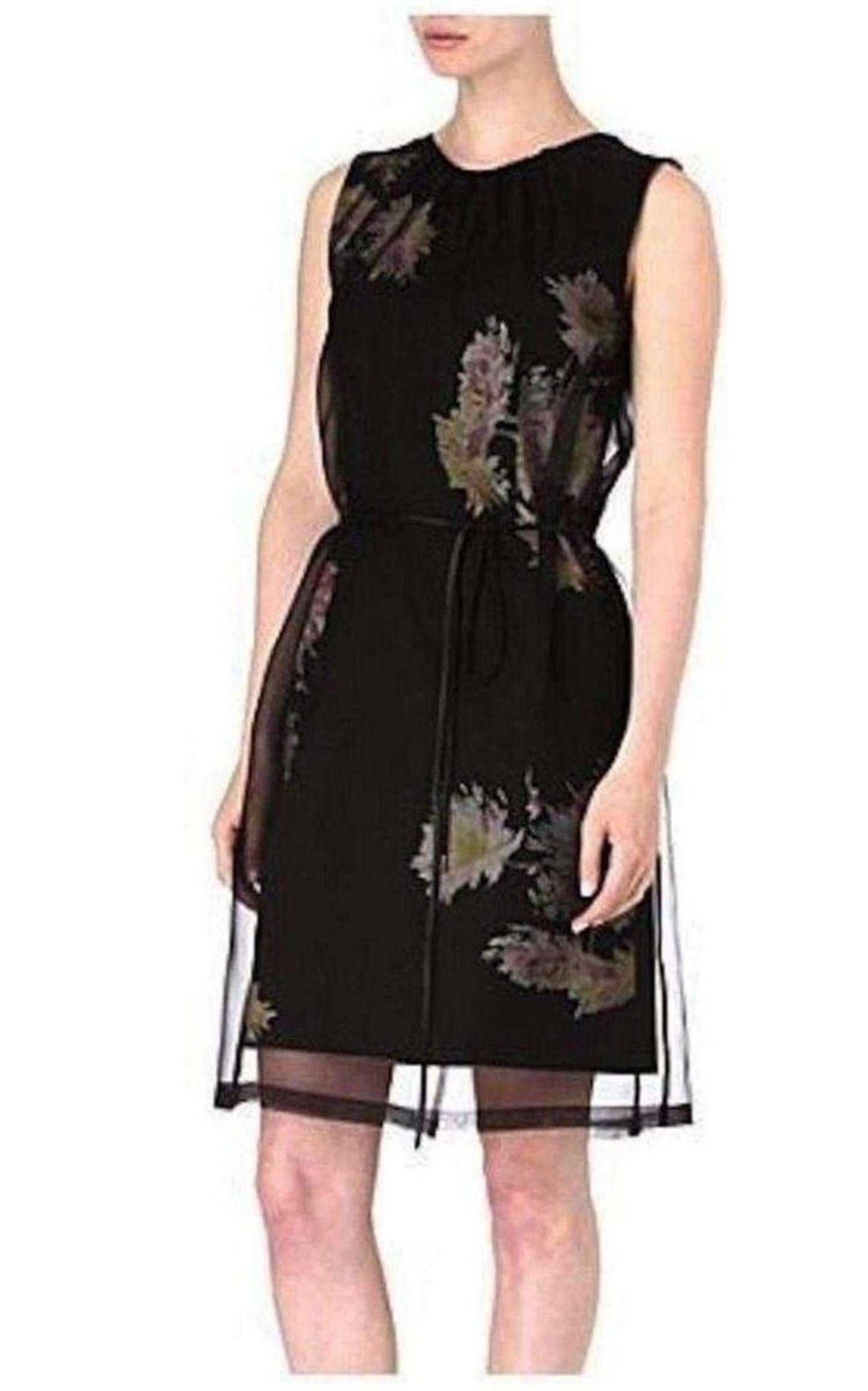 Organza Overlay Floral Silk-blend Dress Dries Van Noten