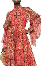 Paisley-print Ruffle Silk Gown Etro