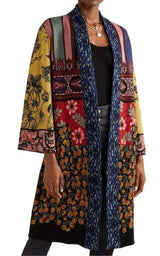 Patchwork Metallic Jacquard-Knit Cardigan Coat Etro