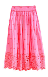 Scalloped Broderie Anglaise Cotton-poplin Maxi Skirt Farm Rio