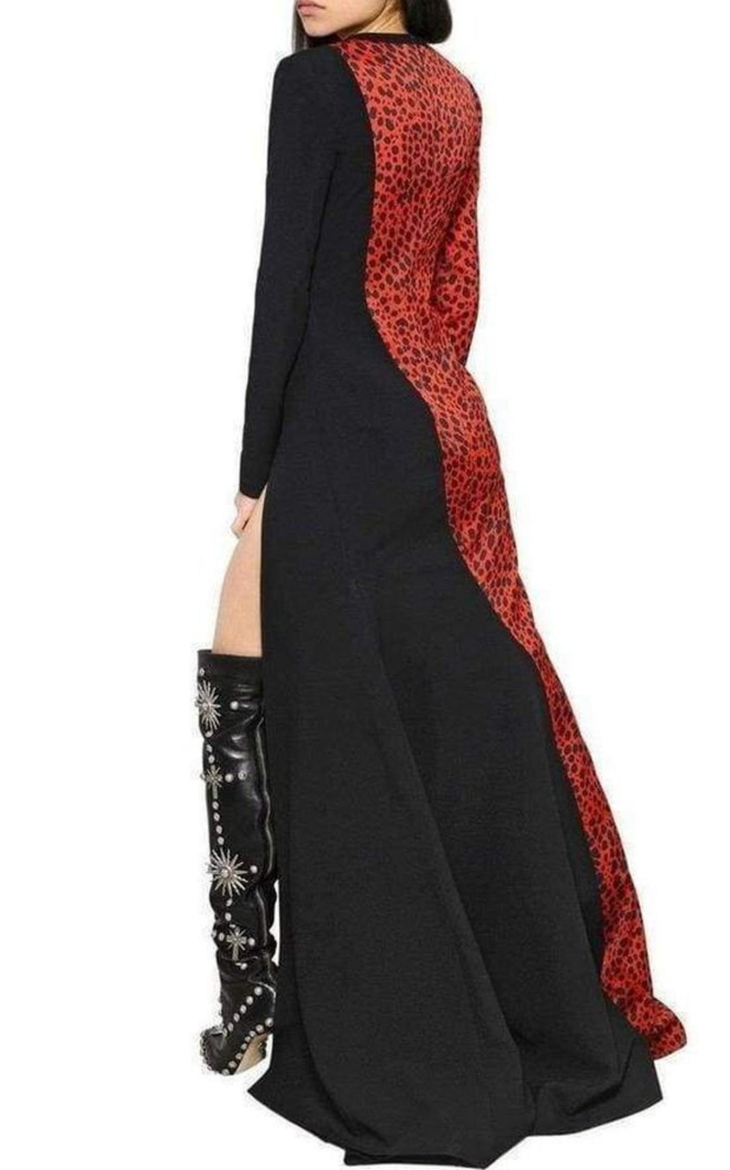 Red Leopard Print Stretch Silk Gown Fausto Puglisi