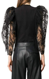 Black Lace Puff-sleeve Bodysuit Givenchy