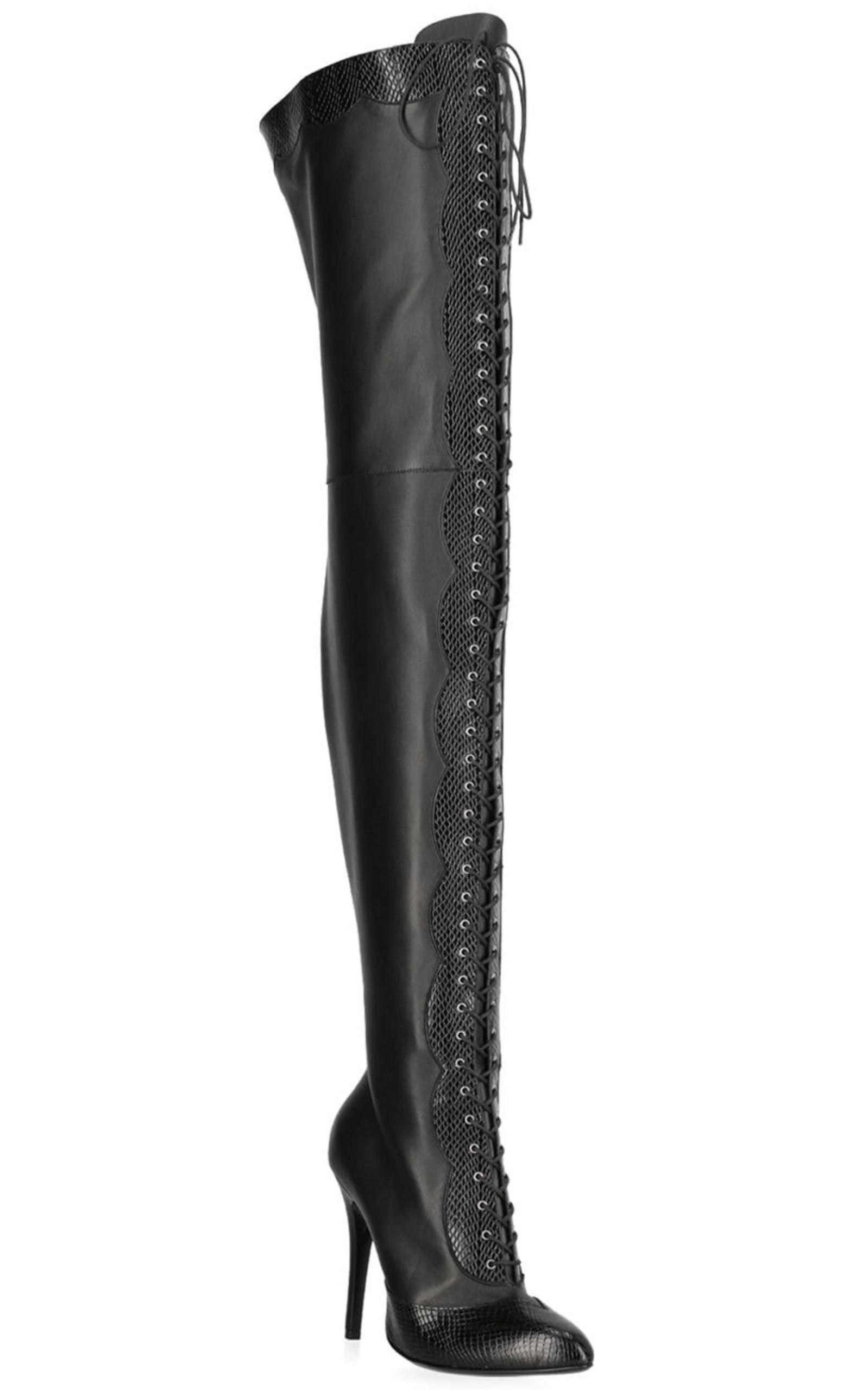 90mm Harriet Leather Over The Knee Boots Gucci