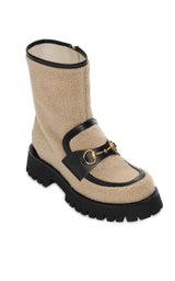 Ankle Boot With Horsebit In Neutrals Gucci