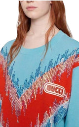 Bead Embroidered Cotton Sweatshirt Gucci