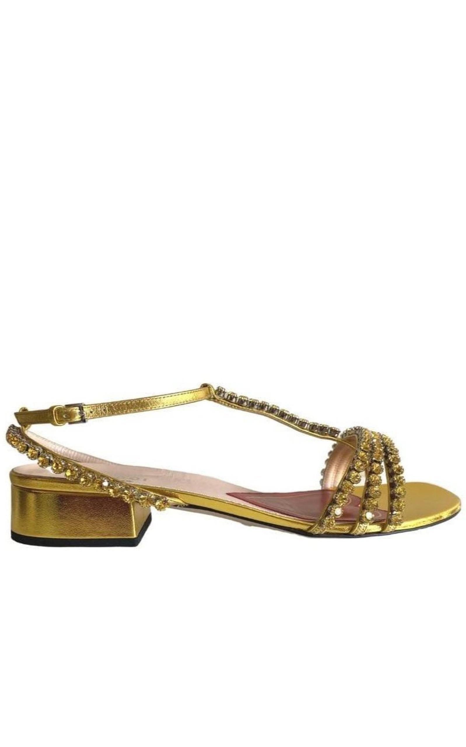 Bertie Embellished Metallic Leather Sandals Gucci