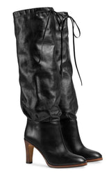 Black Leather Mid-heel Boot Gucci