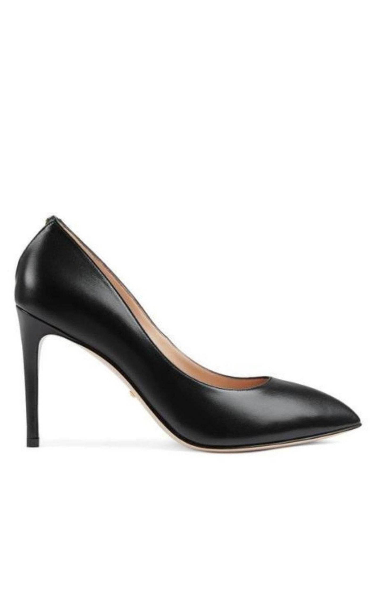 Black Leather Stiletto Pump Gucci