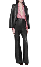 Black Plonge Leather Flare Trousers Gucci