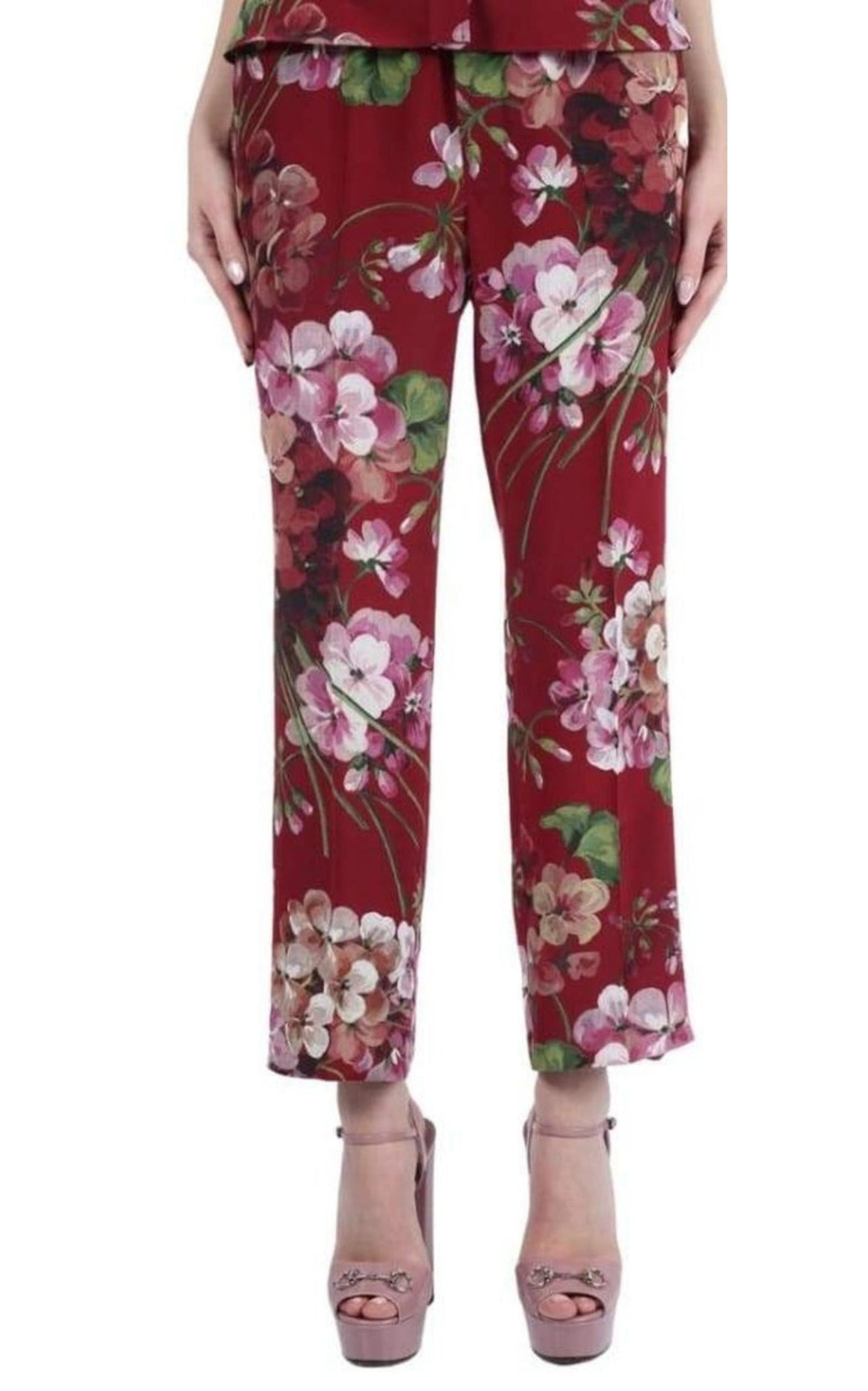 Blooms Print Pyjama Burgundy Silk Pants Gucci