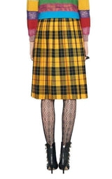 Gucci Embroidered Tartan Wool Skirt