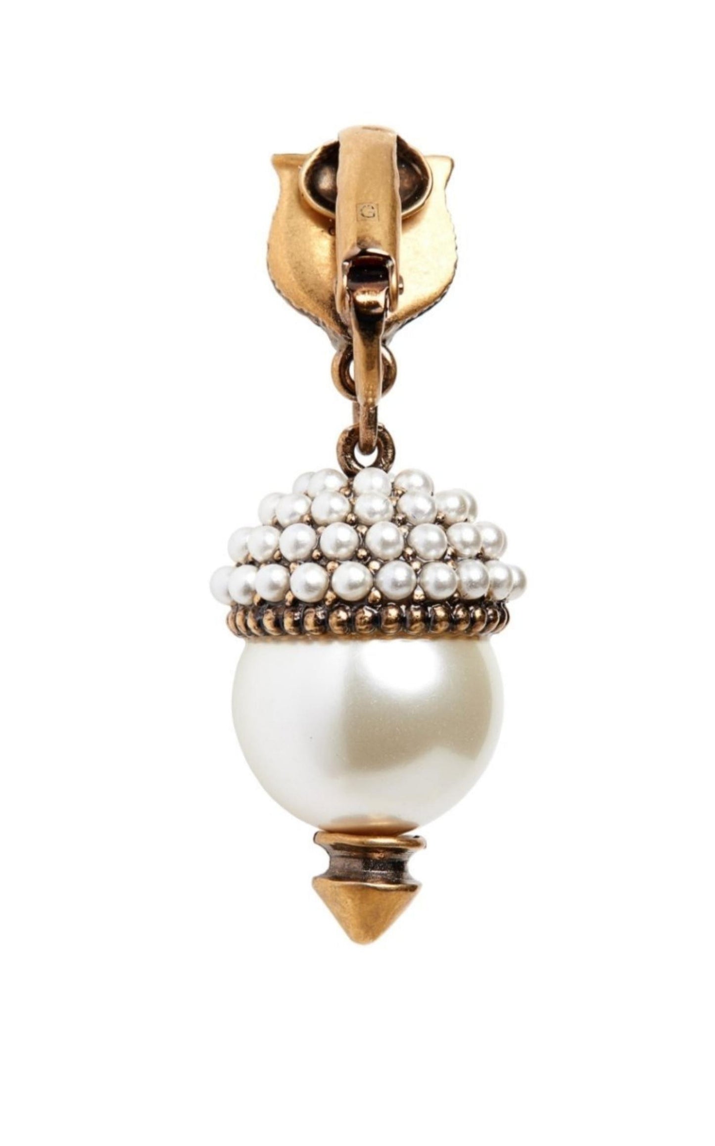 Feline Head Pearl Drop Earrings Gucci