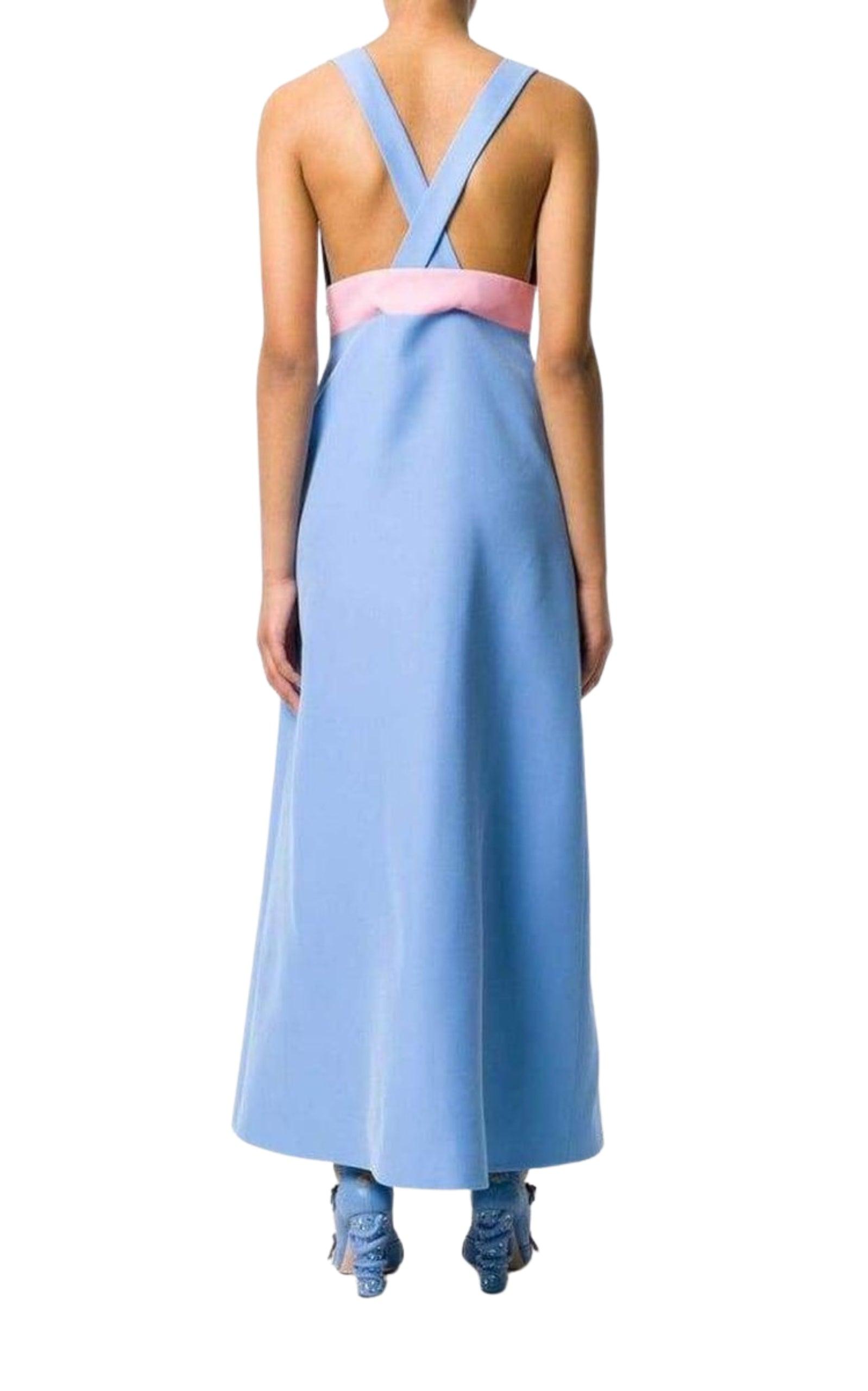 Floor-Length Bow Detail with V Neck Gown Gucci