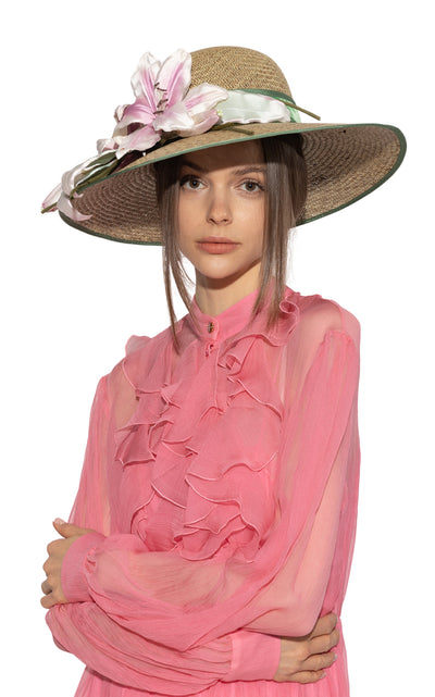 Floral Detailed Wide Brim Hat Gucci