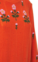 Floral Embroidered Wool Blend Sweater Gucci