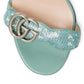 Green Sequin GG Marmont Mid Heeled Sandals Gucci