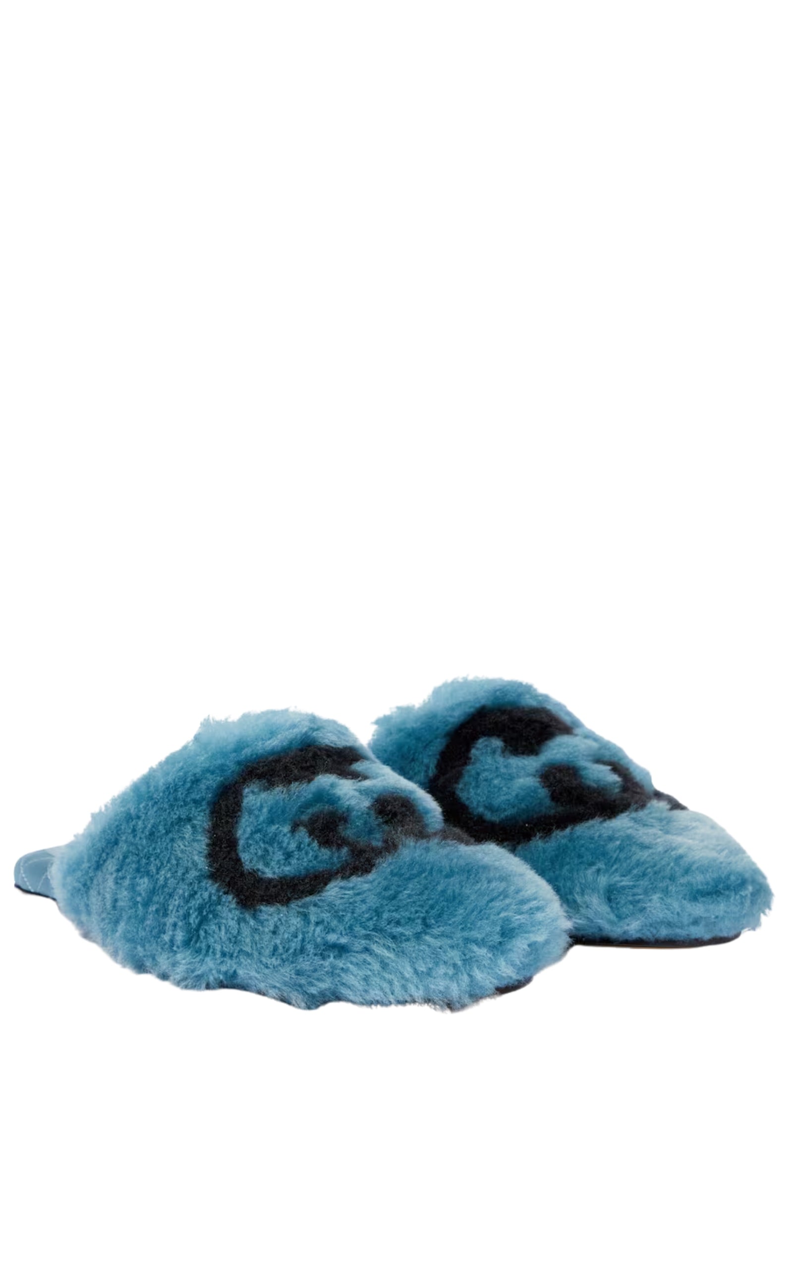 Interlocking G Faux Fur Slippers in Blue Gucci