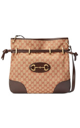 Leather and GG Supreme Fabric Shoulder Bag Gucci