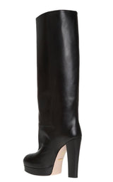 Leather Platform Knee High Boots Gucci