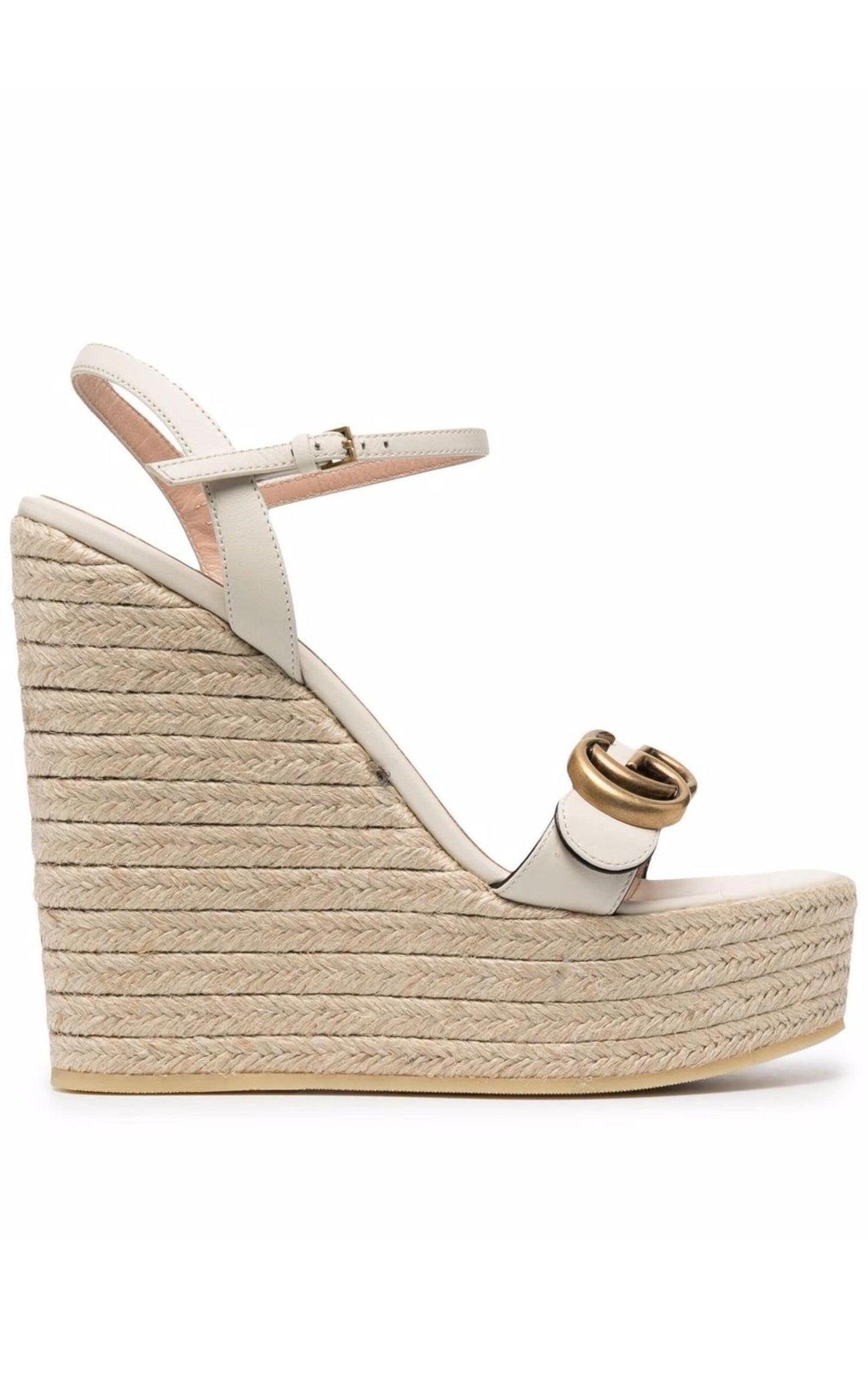 Leather Wedge Espadrille Sandals Gucci