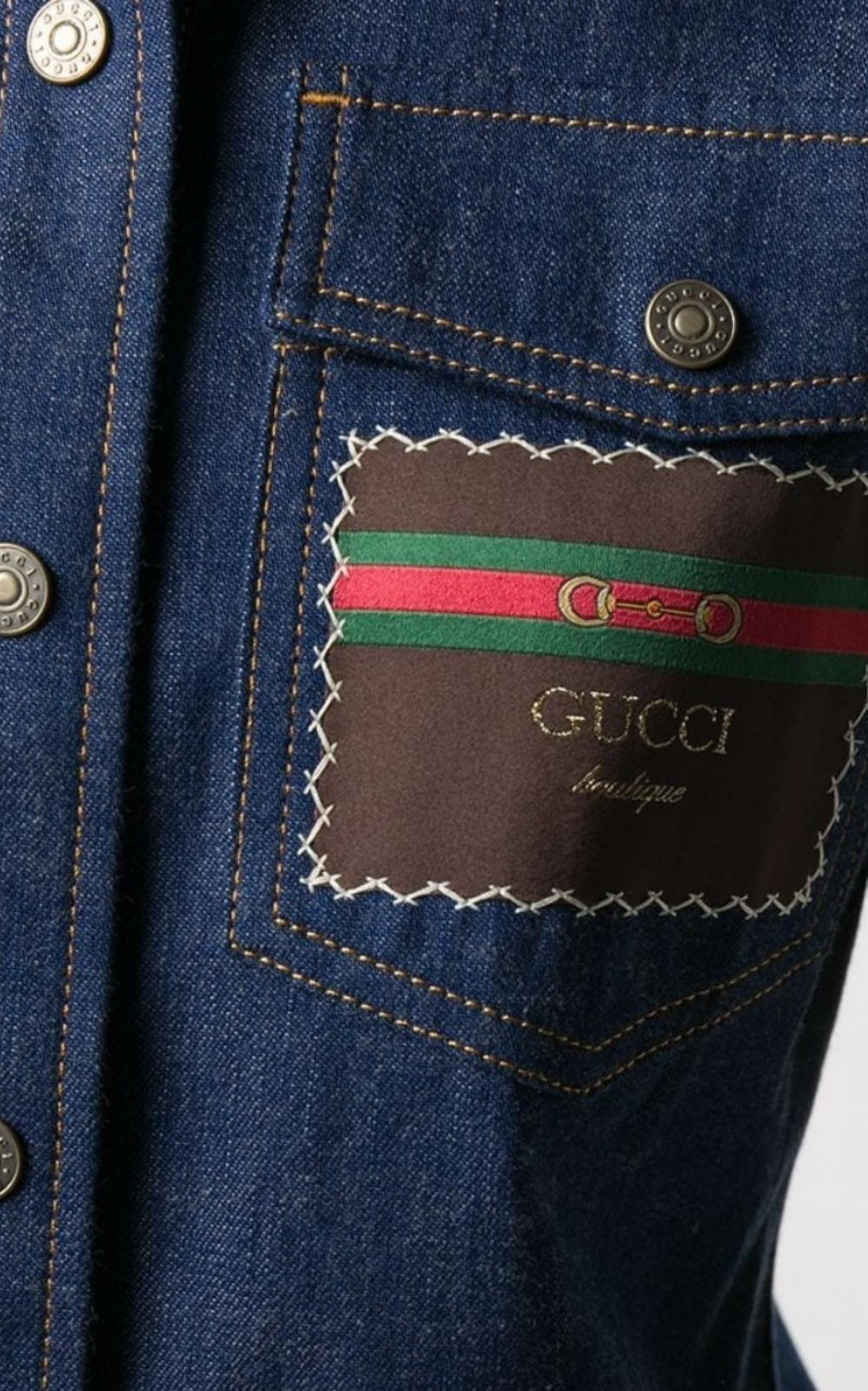 Logo-patch Denim Shirt Gucci