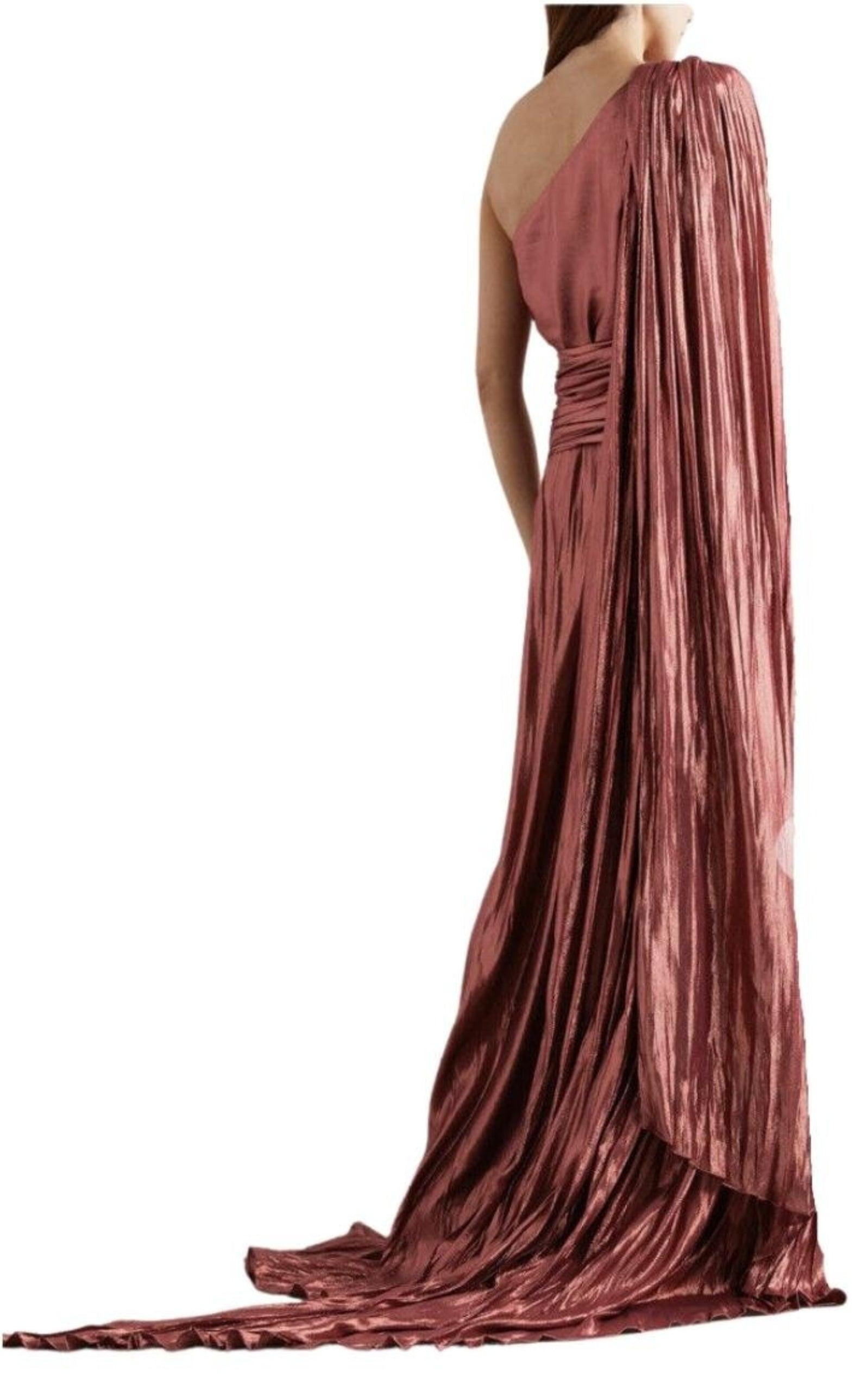 One Shoulder Asymmetric Lame Gown Gucci