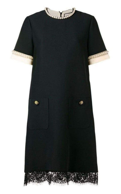 Pearl Embellished Shift Dress Gucci