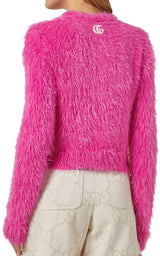 Pink Brushed Wool Cardigan Gucci