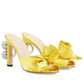 Shawana Satin Flower Mules in Yellow Gucci