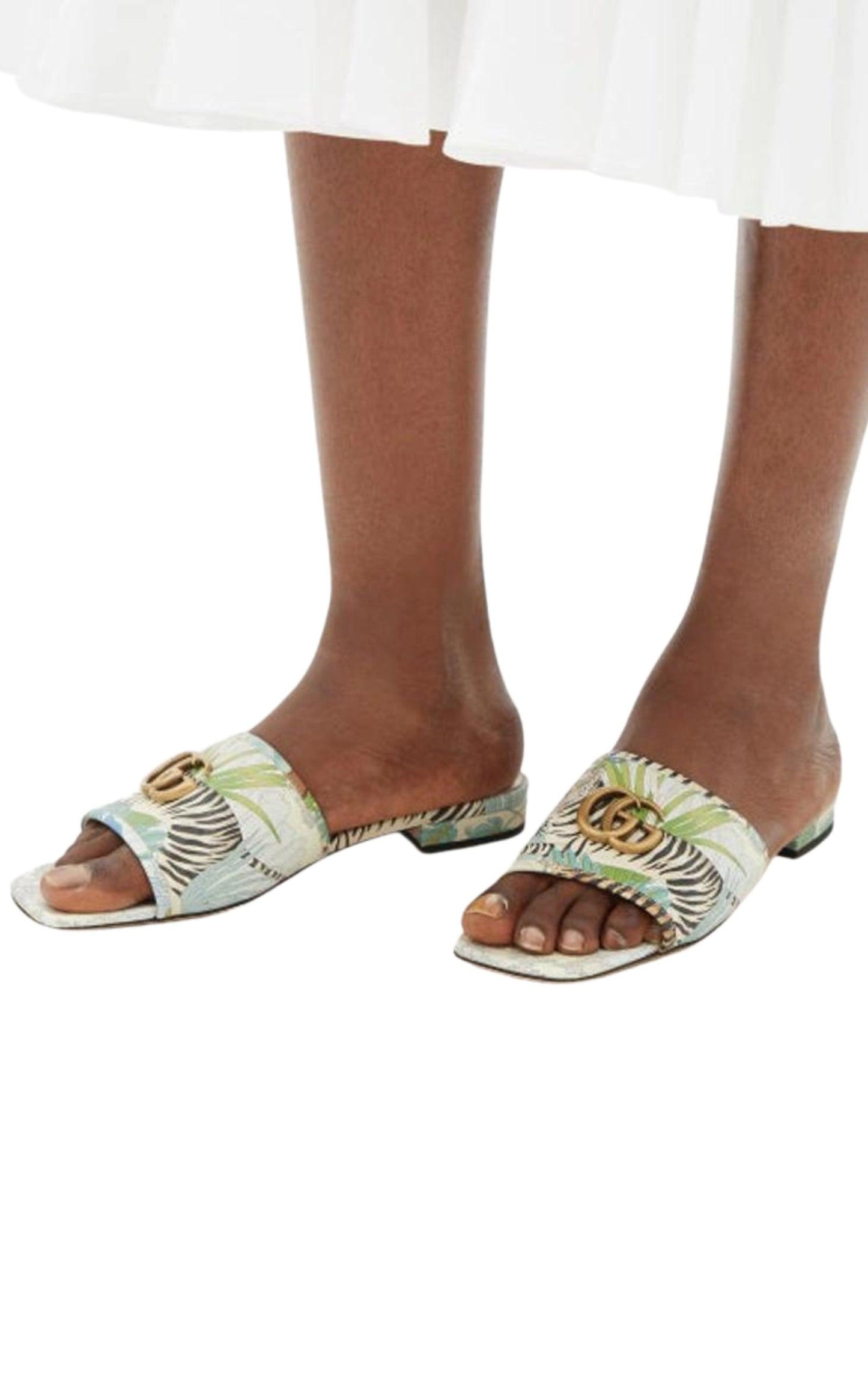 Tiger-print Leather Slides Gucci