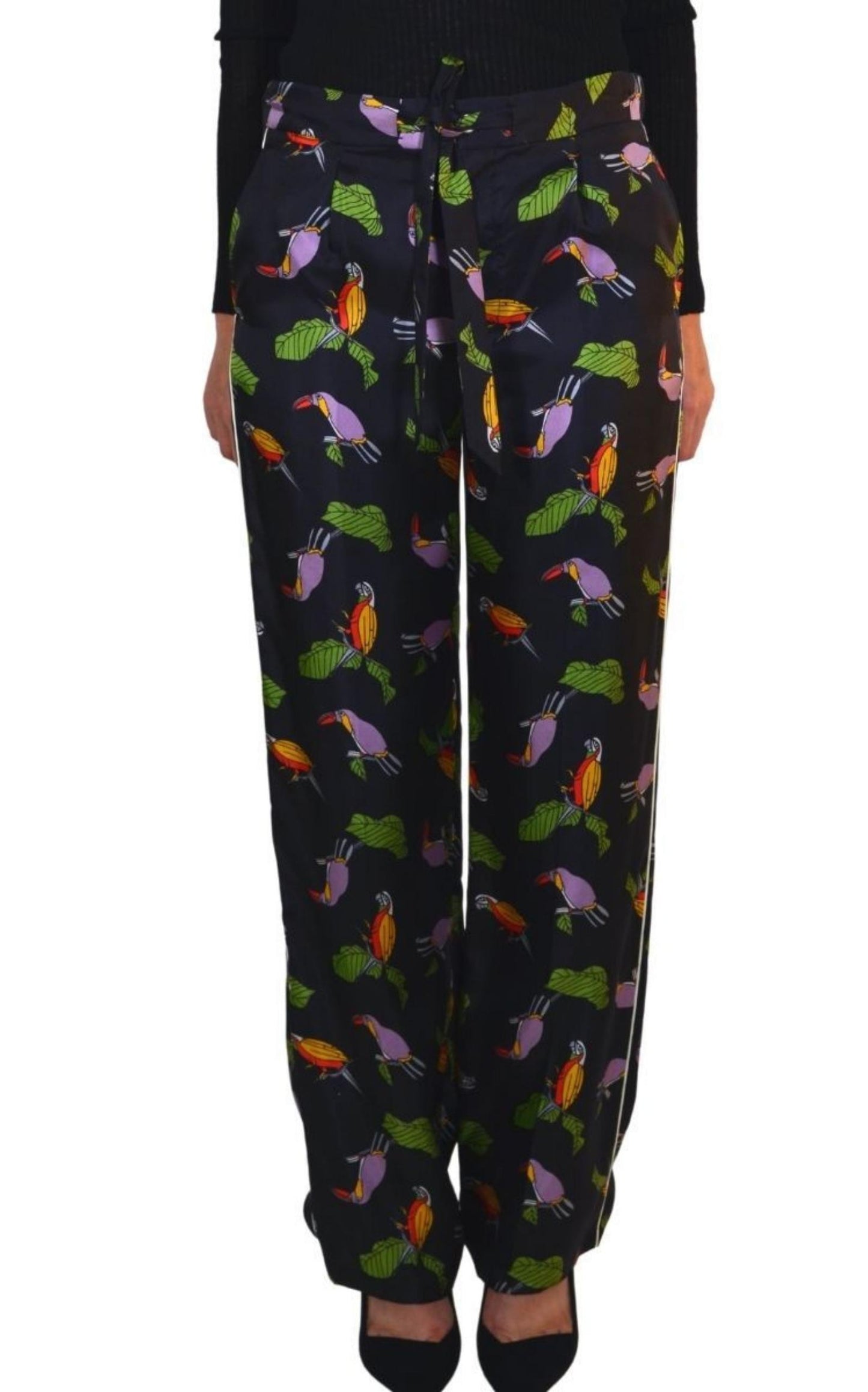 Toucan Print Pyjama Silk Pants Gucci