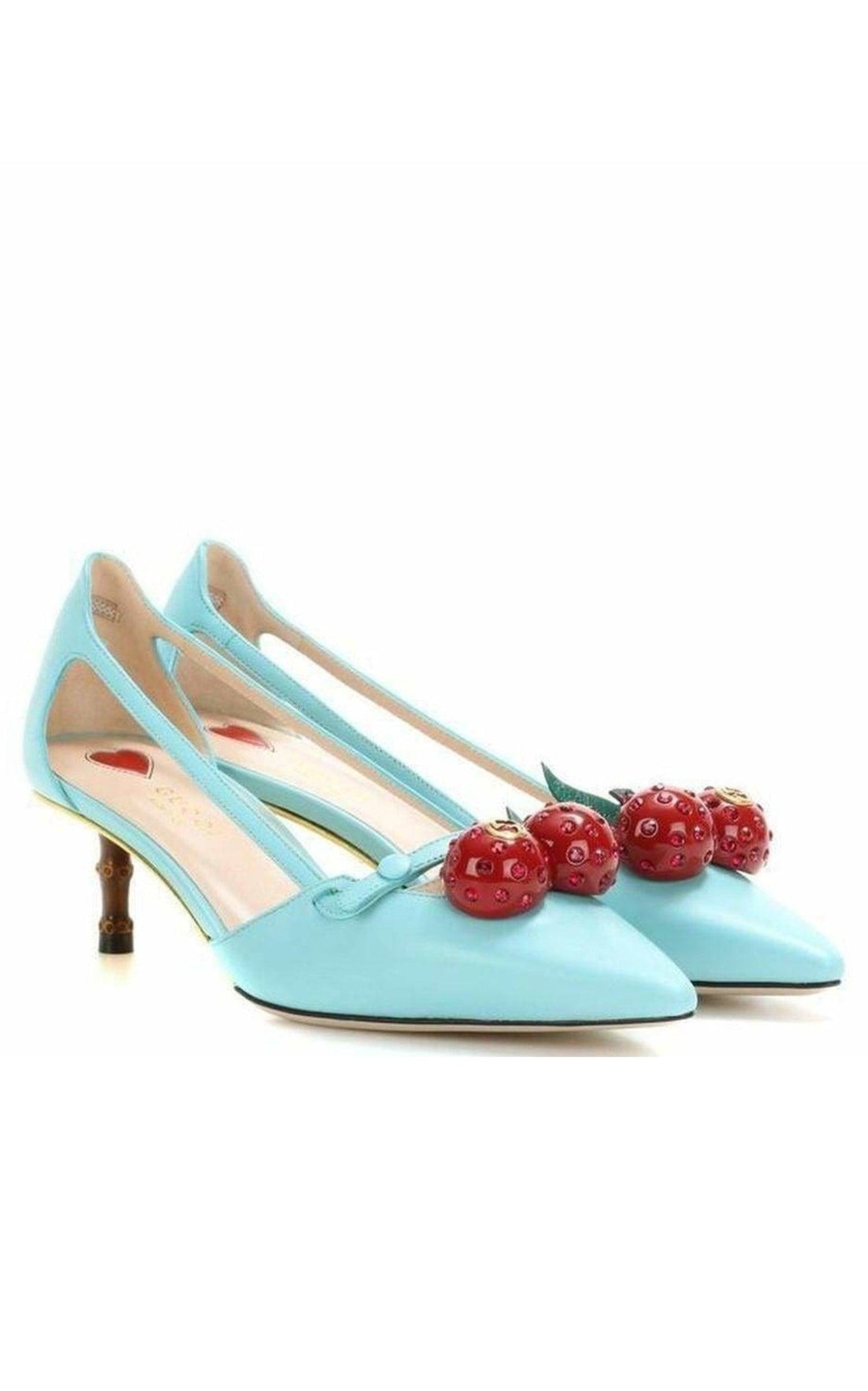 Unia Aqua Cherry Leather Slingback Gucci