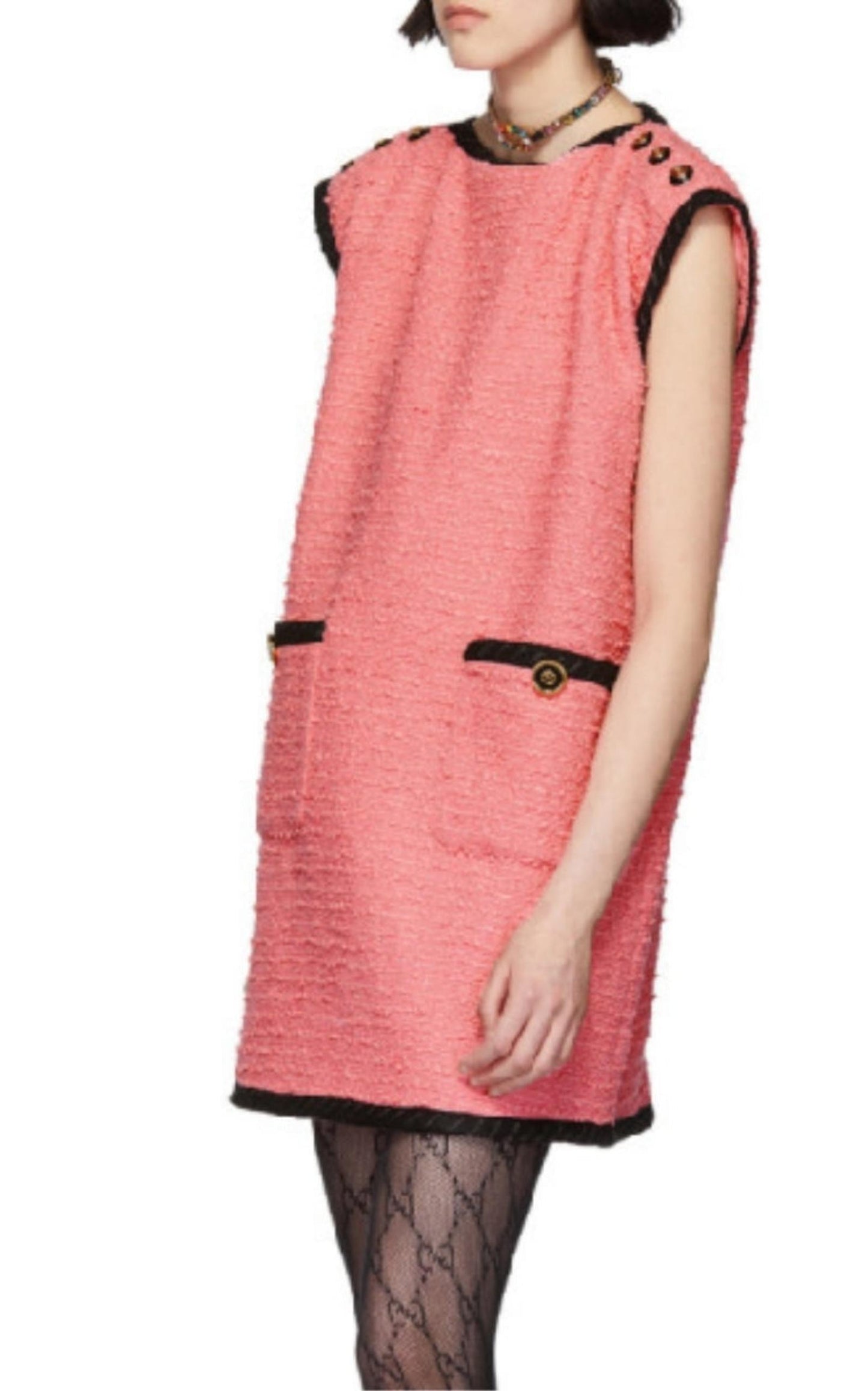 Wool Blend Pink Shift Dress Gucci