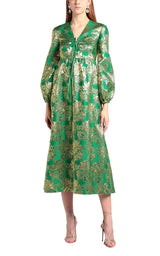 Wool Lamé Floral Jacquard Dress Gucci