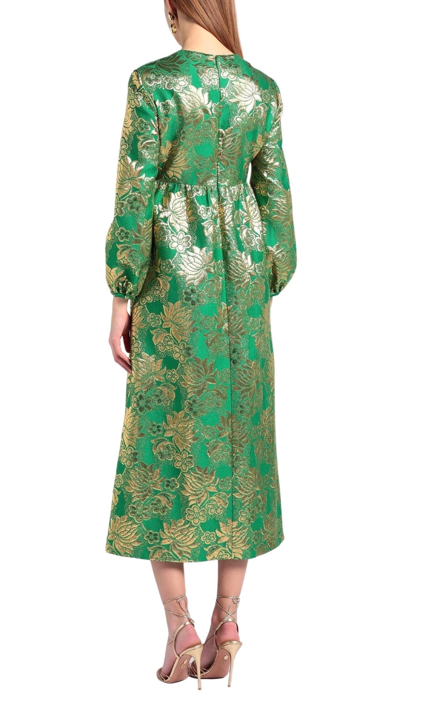 Wool Lamé Floral Jacquard Dress Gucci