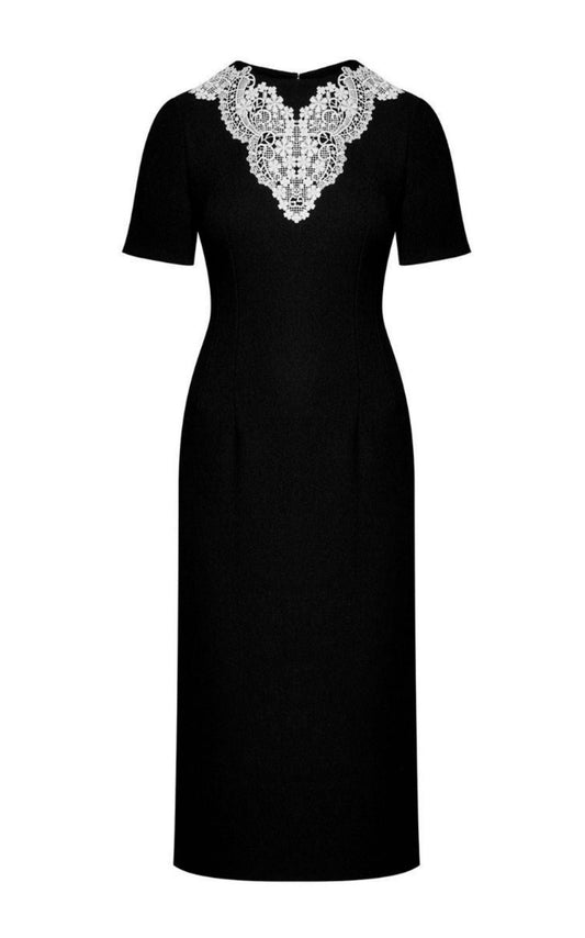 Wool Sable Lace Midi Dress Gucci