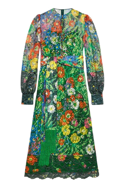 x Ken Scott Floral Print Lace Dress Gucci