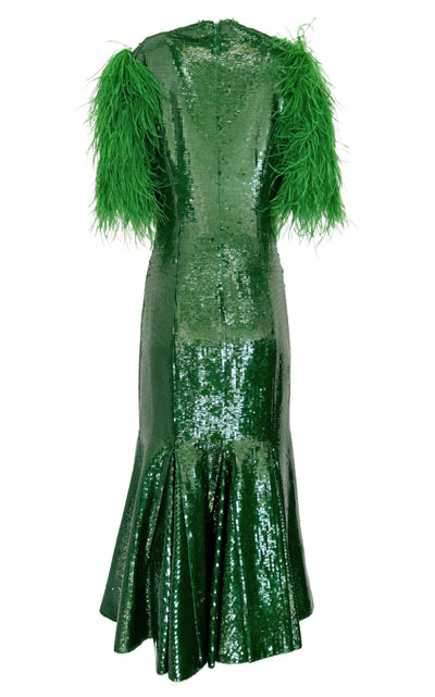 Huishan Zhang Emerald Sequins Dress - Runway Catalog