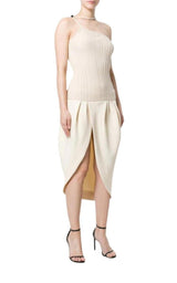 La Bomba Asymmetric Beige Midi Dress Jacquemus