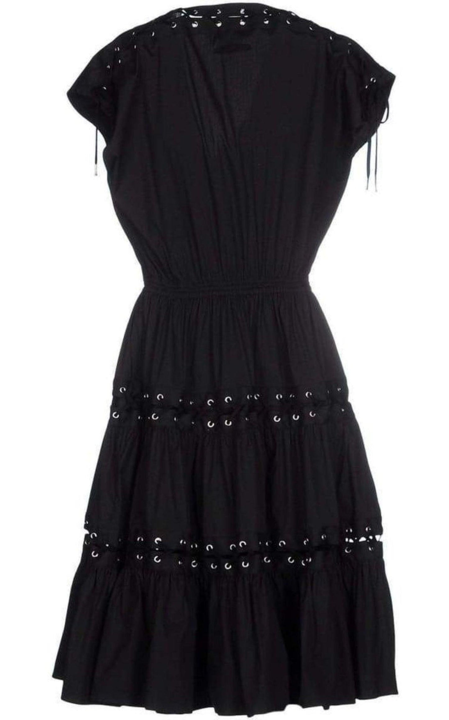 Lace Up Panel Black Cotton Dress Jean Paul Gaultier