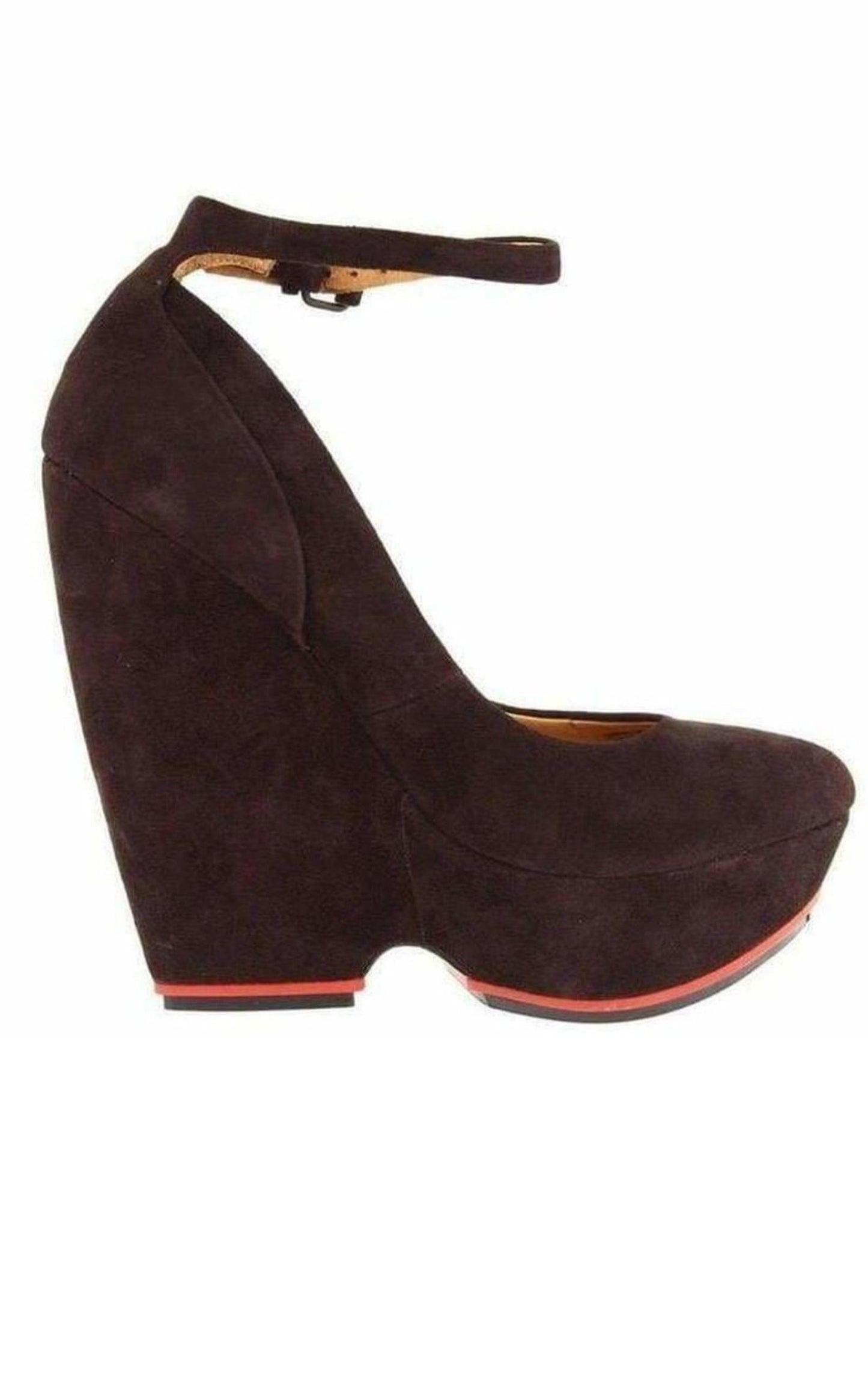 Brown Suede High Wedge Shoes L.A.M.B.