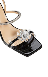 Crystal-Embellished Patent Leather Slingback Sandals MACH & MACH