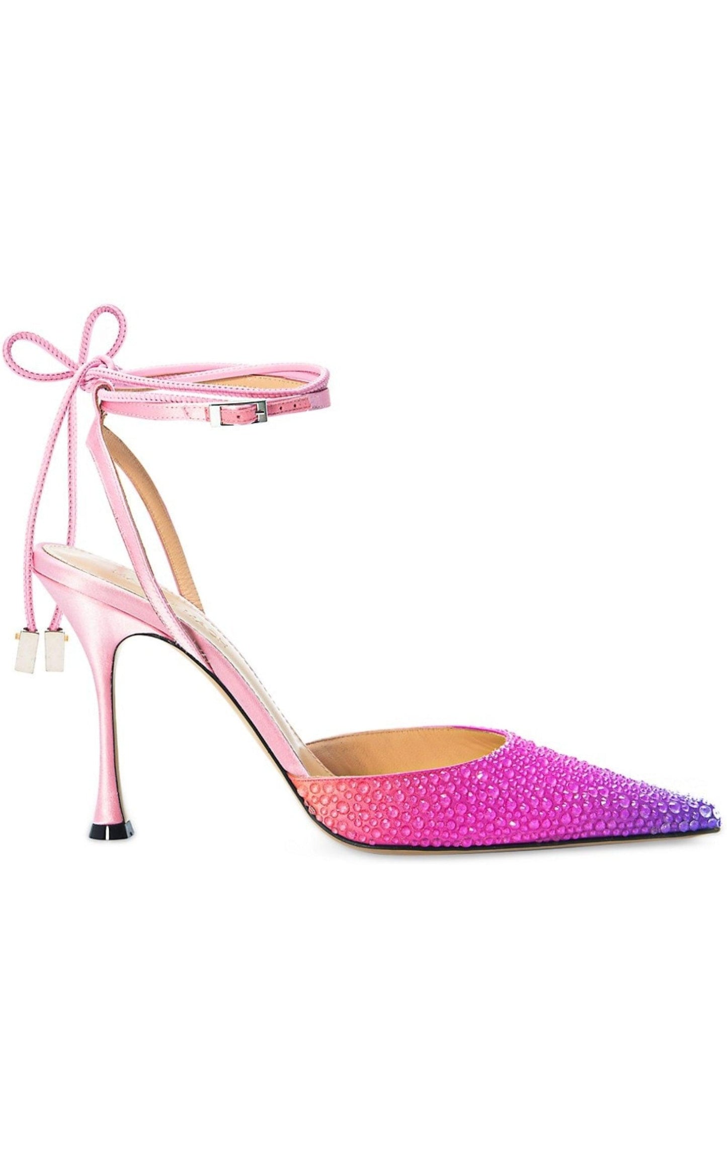 MACH & MACH Crystal Embellished Sandals in Ombre Satin