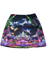 Cloud Print Quilted Cotton Mini Skirt Manish Arora