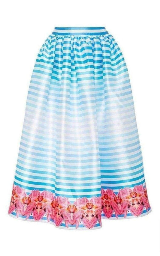 Pleated Print A-Line Skirt Manish Arora