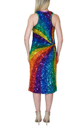 Rainbow colours sequins cocktail dress Manish Arora