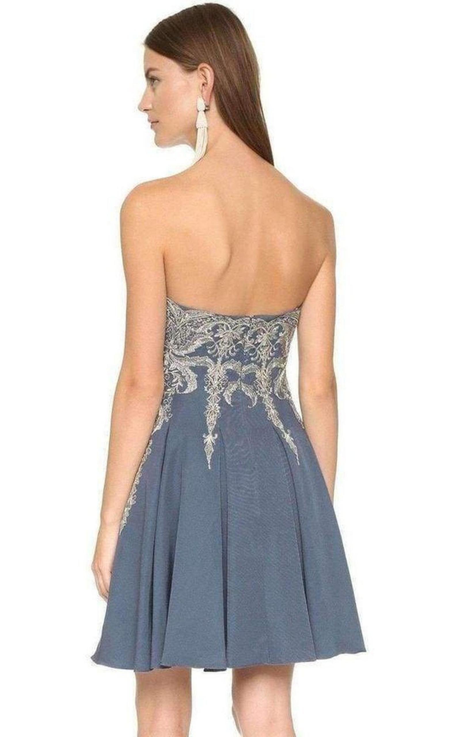 Marchesa Notte Embroidered Floral Strapless Dress